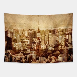 Vintage skyline of Tokyo Tapestry