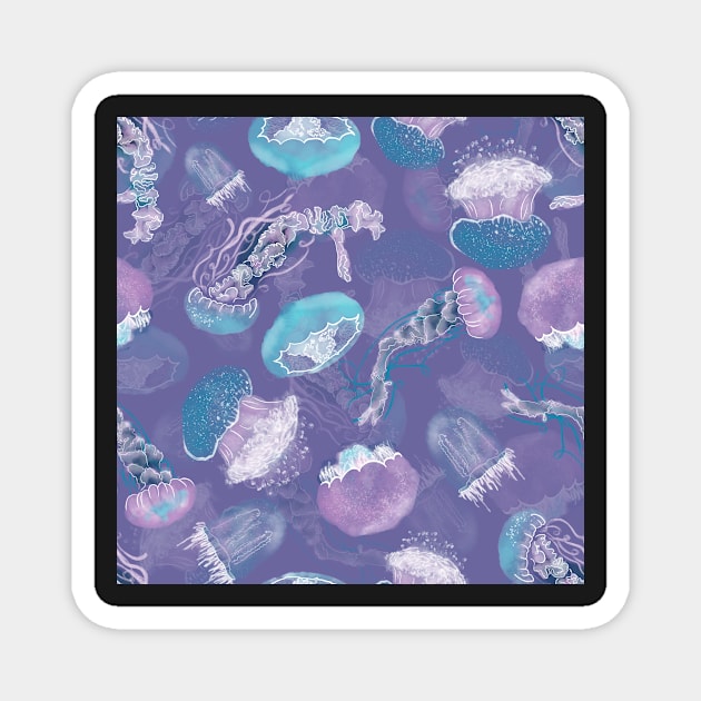 Floating Jellies Electric Purple Magnet by MSBoydston