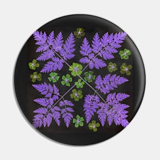 Geranium Petal and Wild Carrot Leaf Collage Pin