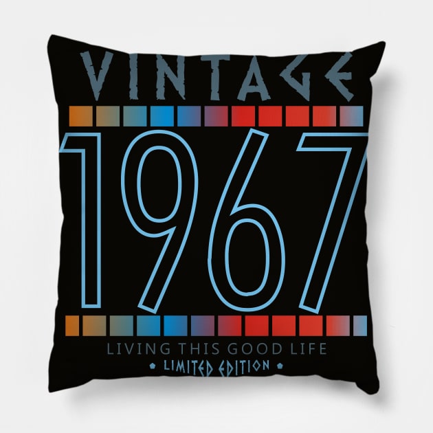 53rd Birthday T-Shirt - Vintage 1967 Pillow by Reshartinc