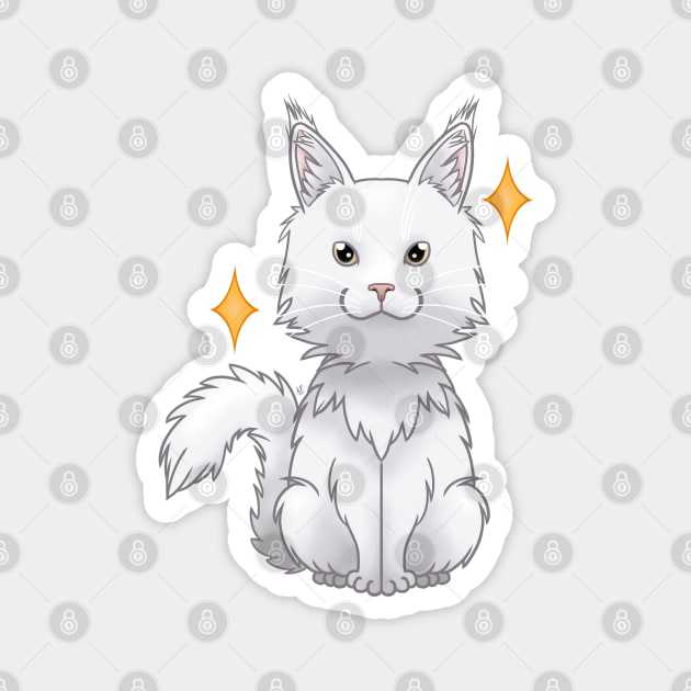 Maine Coon white Magnet by LemonFur