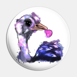 Ostrich and bubblegum Pin