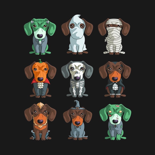 Dachshund Halloween TShirt Weiner Gif by klausgaiser