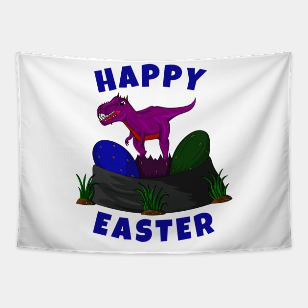 Happy Easter Wished Cute Dinosaur Tapestry by micho2591