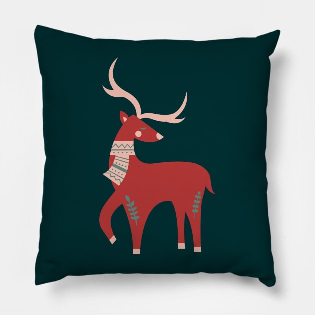 Scandinavian Christmas Reindeer Pillow by nancy.hajjar@yahoo.com