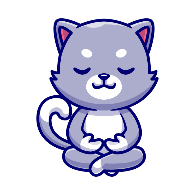 Cute Cat Meditating Yoga Cartoon by Catalyst Labs