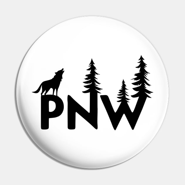 PNW Wolf Pin by melaniepetersonart