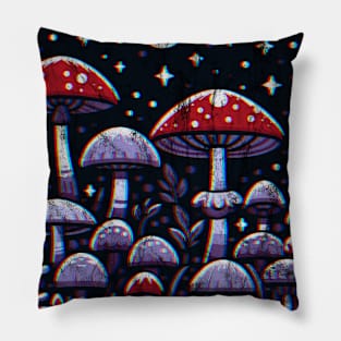 shrooms under the moon, 3d distress Pillow