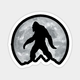 Bigfoot, Sasquatch Night with Full Moon, Minimalist Design With Mountains Magnet