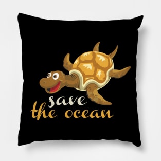 Save The Ocean Keep The Sea Plastic Free Turtle Scene Pillow