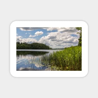 Lake summer view with clouds and trees Magnet