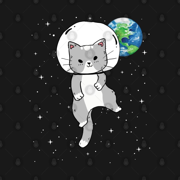 Funny Cute Cat in Space Catstronaut Milky Way Galaxy Earth by MintedFresh