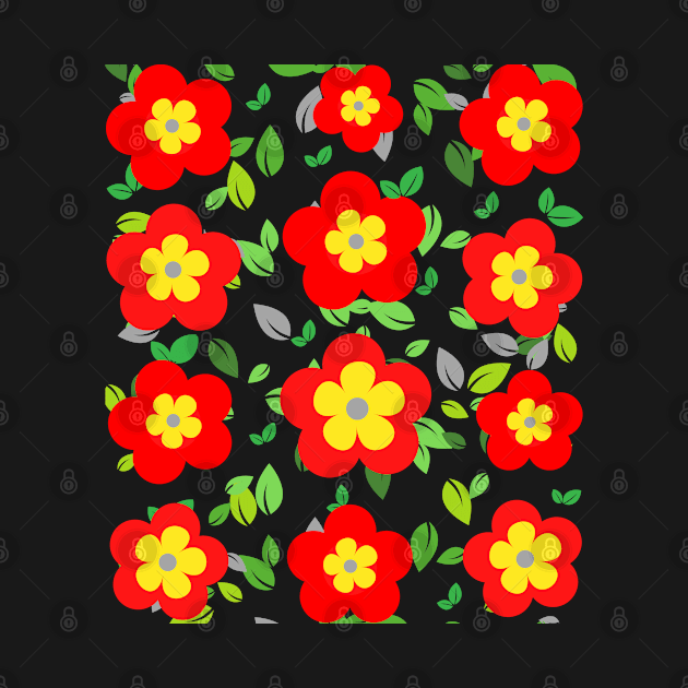 Red and yellow floral pattern by Nano-none