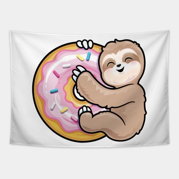 Sloth Pink Donut Tapestry by PnJ