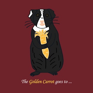 Black Guinea Pig with Golden Carrot T-Shirt