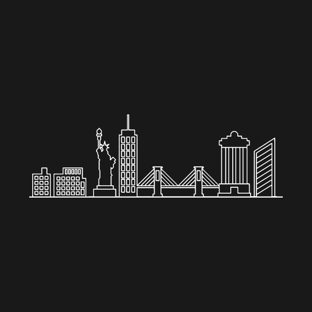 New York Skyline in white with details by Mesyo