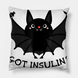 Diabetes awareness Got Insulin Bat Holding Syringe Diabetes Halloween Gift Pillow