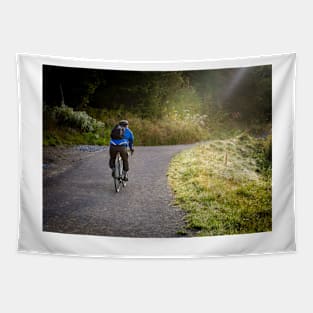 Biker On Trail Tapestry