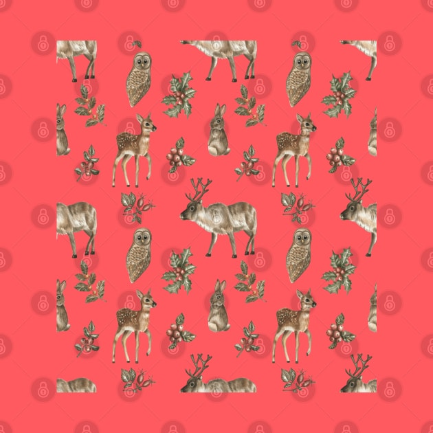 Digital pattern forest animals watercolor aquarelle. by RubyCollection