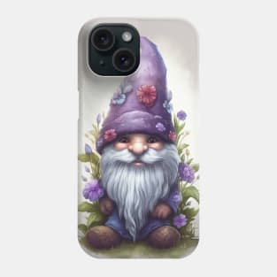 Cute Purple Aesthetic Anemones Flower Pattern Lavender Gnome Phone Case