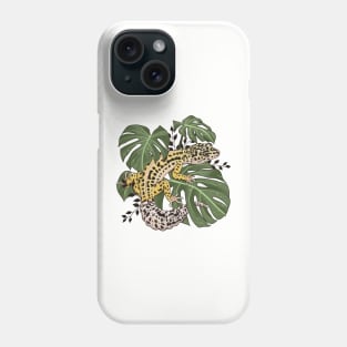 Leopard Gecko and Monstera deliciosa Phone Case