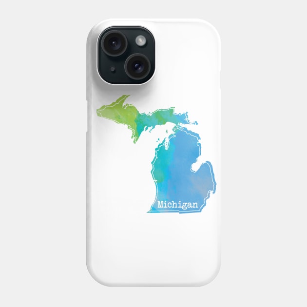 Michigan Watercolor Outline Phone Case by UnderwaterSky