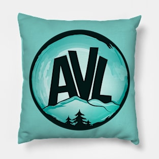 AVL - Asheville, NC - Watercolor MintGreen 19 Pillow