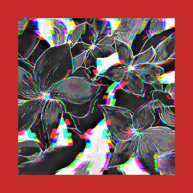 Black Glitchy Frangipanis by Minxylynx4