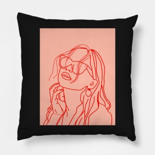 Red Sunglass Girl Pillow