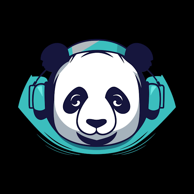 Panda Music Headphone City Rhyme Wonderful Vibes Vector Graphic by Cubebox