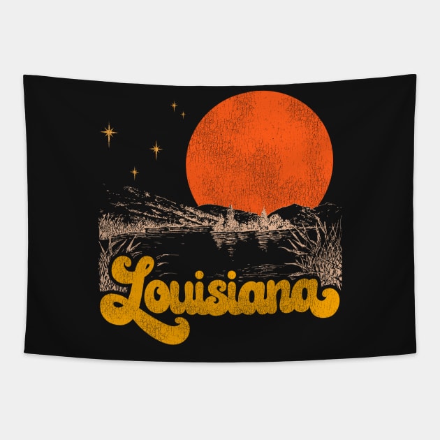 Vintage State of Louisiana Mid Century Distressed Aesthetic Tapestry by darklordpug