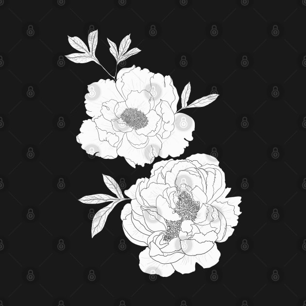 Black Peony Pattern by AnitasArtStore