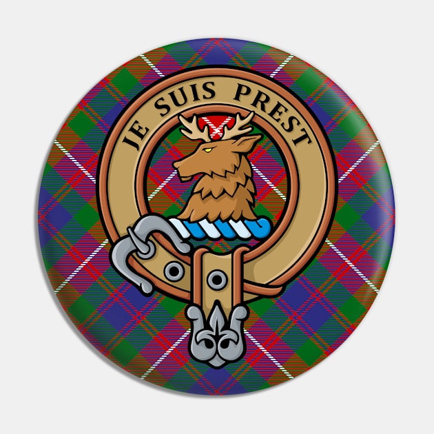 Clan Fraser of Lovat Crest over Tartan Pin by sifis