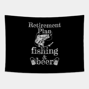 Retirement Plan Fishing & Beer Vintage Graphic For Dad Grandpa Retirement Party 2021 Funny Gift Tapestry