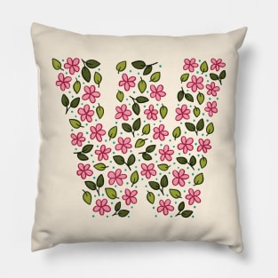 Floral Monogram Letter W Pillow