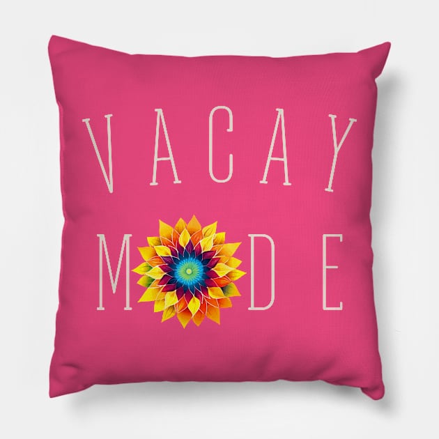 Vacay Mode Summer Sunflower Beach Vacation Pillow by DanielLiamGill