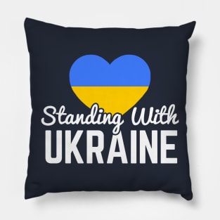 Standing With Ukraine, Ukrainian Flag Heart Pillow