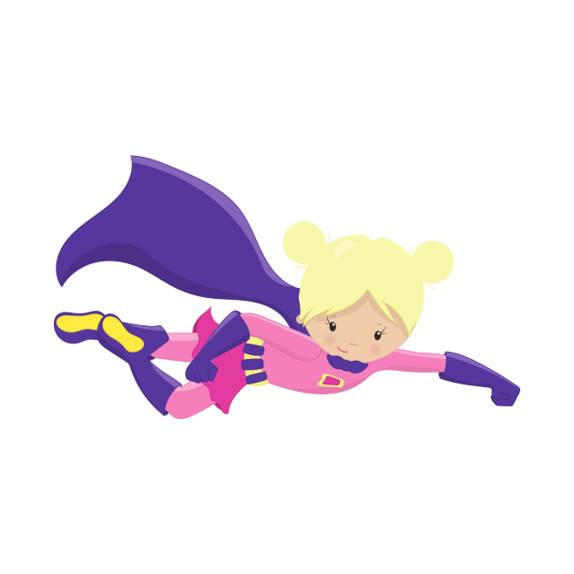 Superhero Girl, Hero, Blonde Hair, Purple Cape by Jelena Dunčević