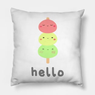 Hello Kawaii Dango Cute Hanami Japanese Dessert Asian Snack Pillow