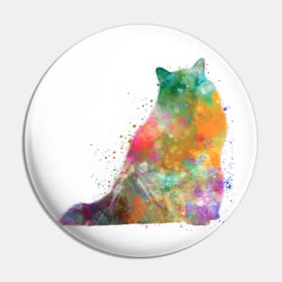 Turkish Angora cat in watercolor Pin