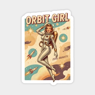 Retro Space Babe – 1950s Sci-Fi Pin-Up Astronaut “Orbit Girl” Magnet