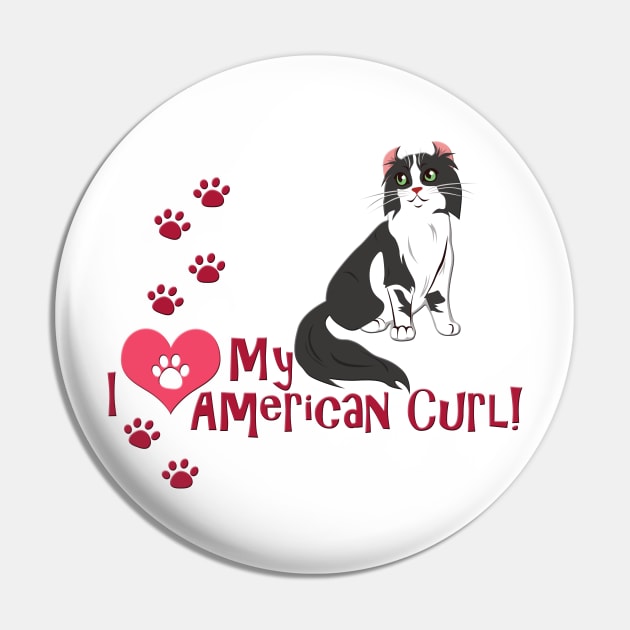 I Love My American Curl Cat Pin by SakuraDragon