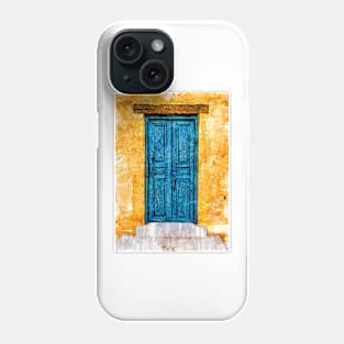 Vintage Old Blue Wooden Door And Yellow Wall Phone Case