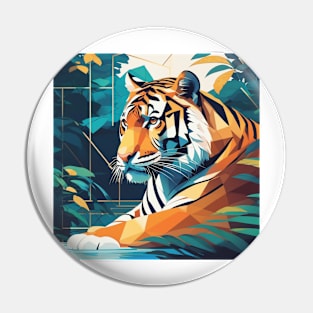 Geometric Tiger Art Pin