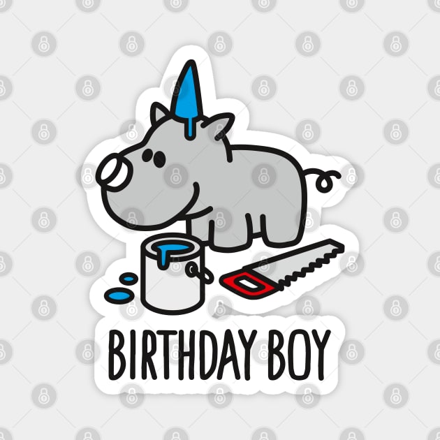 Birthday boy Rhino party hat happy birthday Magnet by LaundryFactory