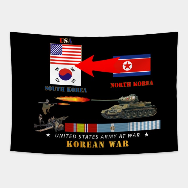 Korean War - USA - South Korean Vs North Korea Tapestry by twix123844