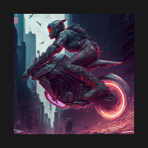 Cyberpunk Female Daredevil on A Bike by AICreateWorlds