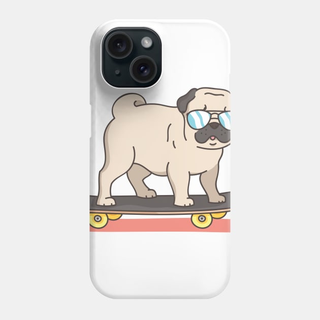 Pug Dog Skater Skateboarding Funny Gifts Phone Case by chrizy1688