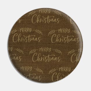 Dark Brown Merry Christmas Message on Brown Burlap Cloth Pin