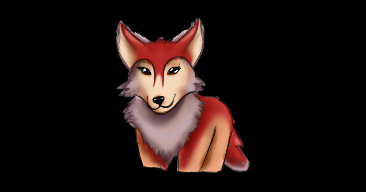 Cute Red Wolf Drawing Red Wolf Sticker TeePublic